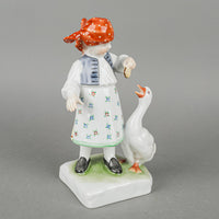HEREND Figurine Girl With Duck 5565