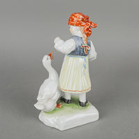 HEREND Figurine Girl With Duck 5565