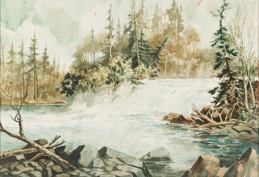 L. Verhoeven - Waterfall              Watercolour On Paper
