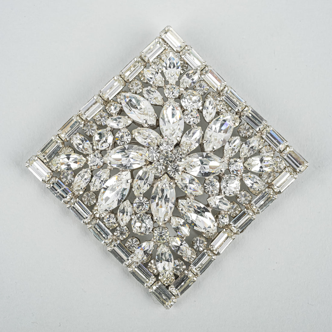 SHERMAN Silver-Tone Clear Rhinestone Geometric Flower Set