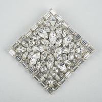 SHERMAN Silver-Tone Clear Rhinestone Geometric Flower Set