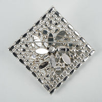 SHERMAN Silver-Tone Clear Rhinestone Geometric Flower Set