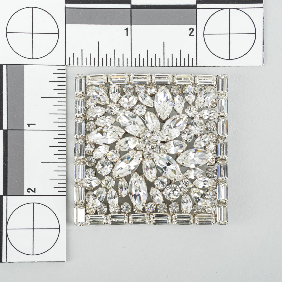 SHERMAN Silver-Tone Clear Rhinestone Geometric Flower Set