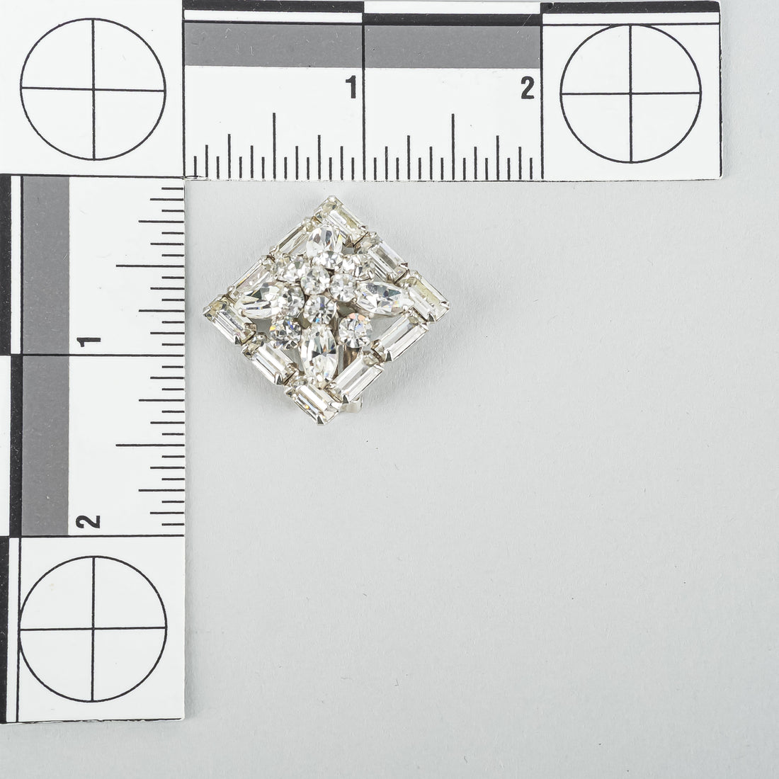SHERMAN Silver-Tone Clear Rhinestone Geometric Flower Set