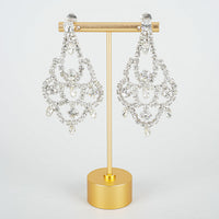 SHERMAN Silver-Tone Clear Rhinestone Chandelier Clip-on Earrings