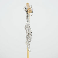 SHERMAN Silver-Tone Clear Rhinestone Chandelier Clip-on Earrings