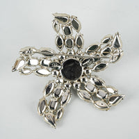 SHERMAN Silver Tone Clear Rhinestones Starfish Brooch
