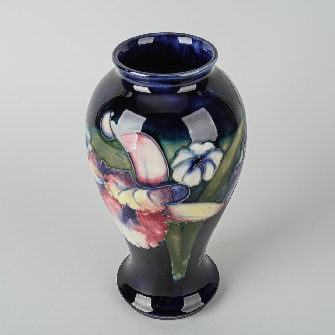 MOORCROFT Orchid Blue Ground Vase