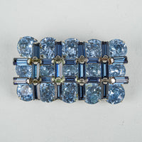 SHERMAN Blue Rhinestone Layered Geometric Brooch
