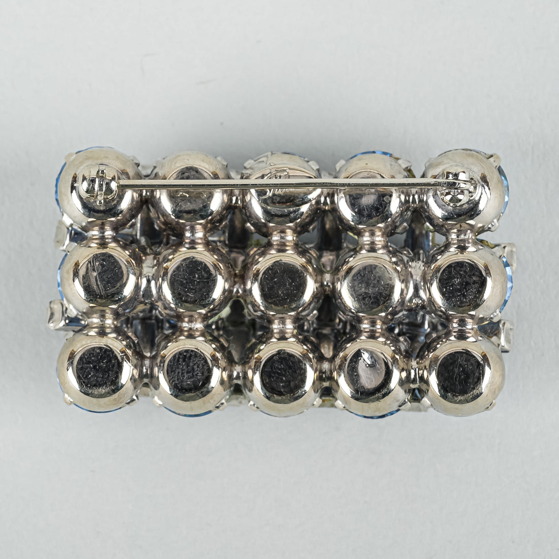 SHERMAN Blue Rhinestone Layered Geometric Brooch