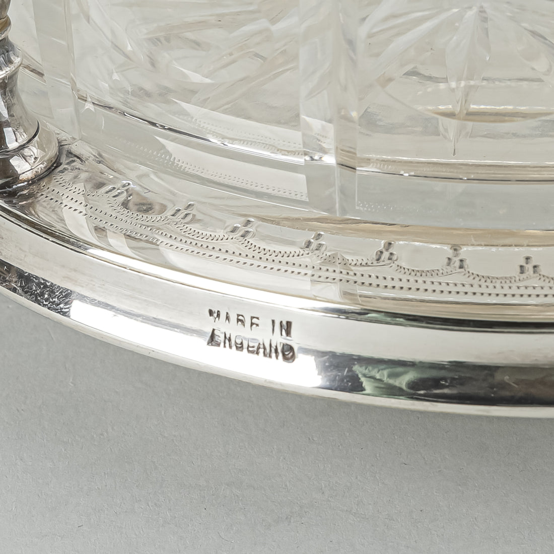 COOPER BROS Crystal With Silverplate Stand And Lid Biscuit Barrel