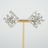 SHERMAN Silver-Tone Clear Rhinestone Geometric Flower Set
