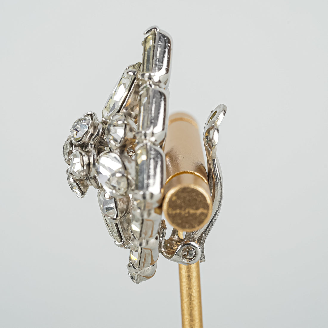 SHERMAN Silver-Tone Clear Rhinestone Geometric Flower Set