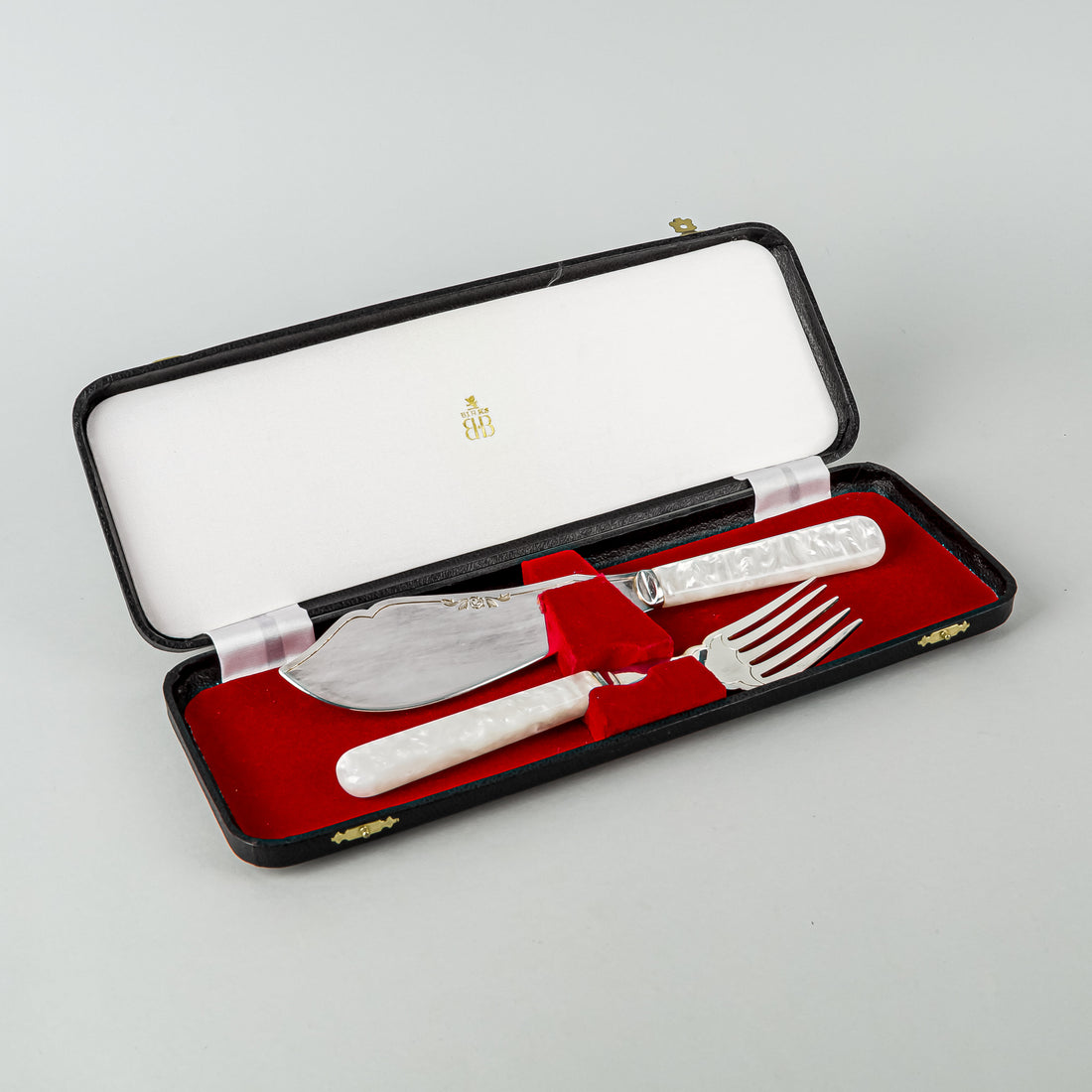 BIRKS Pearlized Handle Silverplate Fish Servers Set Of 2