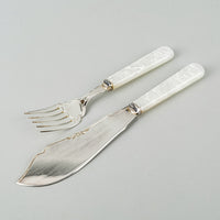 BIRKS Pearlized Handle Silverplate Fish Servers Set Of 2