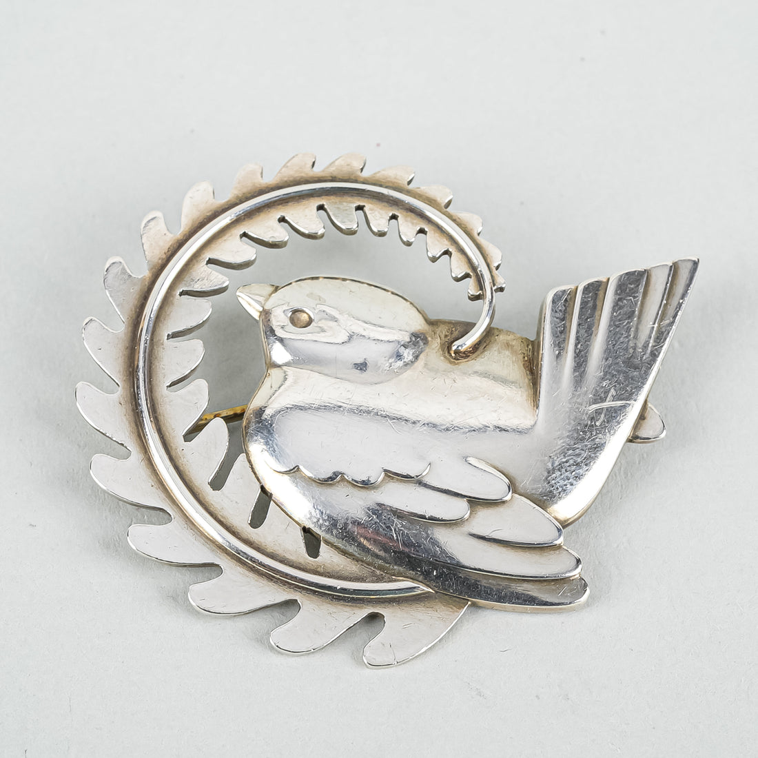 GEORG JENSEN Vintage Sterling Silver #309 Dove Wreath Brooch