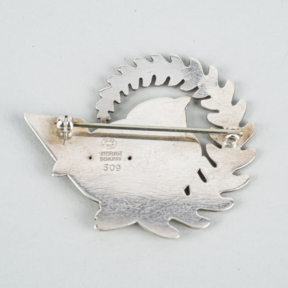 GEORG JENSEN Vintage Sterling Silver #309 Dove Wreath Brooch