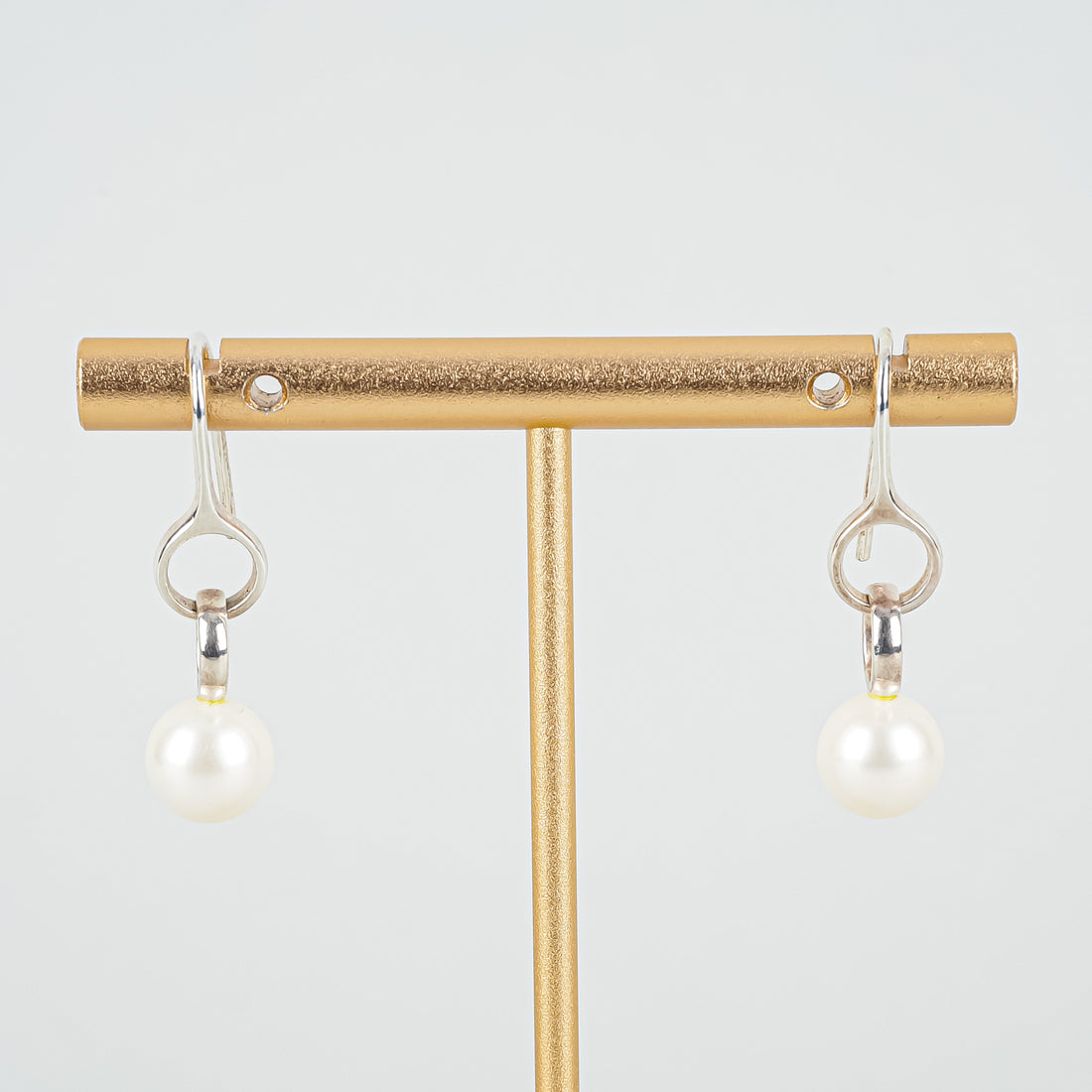 GEORG JENSEN Sterling Silver "Sphere" Pearl Dangle Earrings