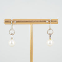 GEORG JENSEN Sterling Silver "Sphere" Pearl Dangle Earrings