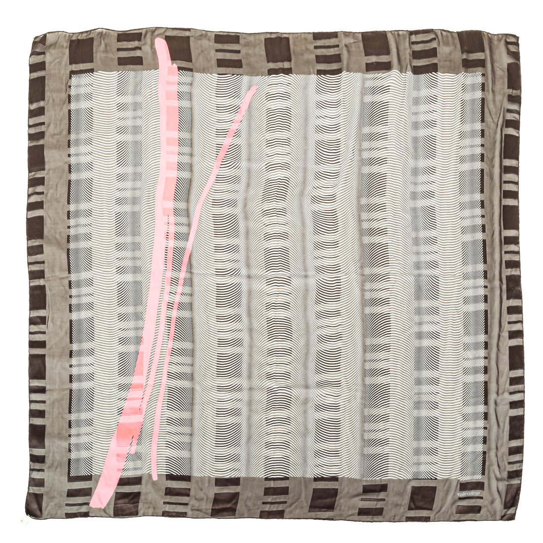 VALENTINO Silk Scarf - Black White Op Art