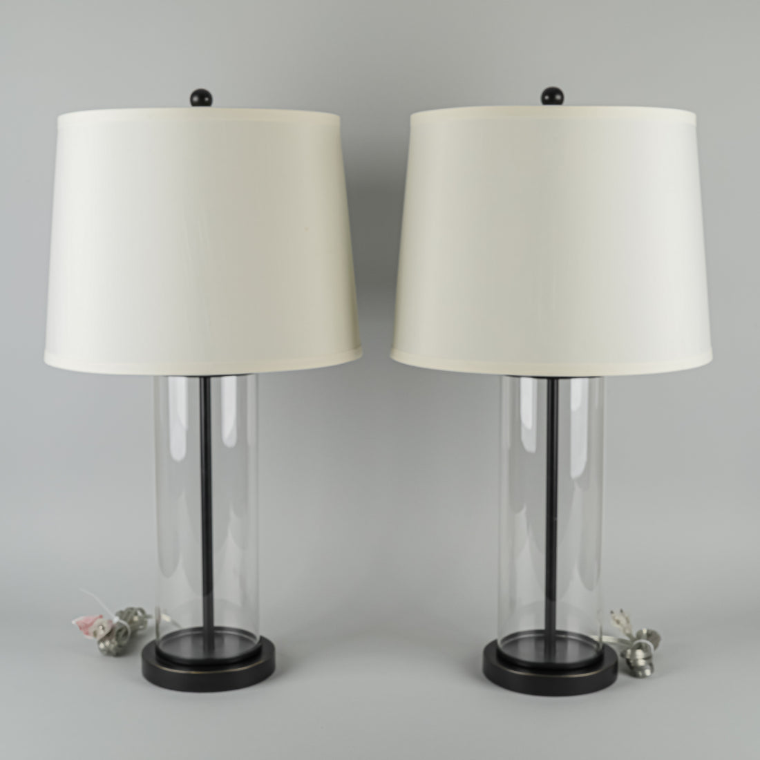 RALPH LAUREN Payton Rubbed Bronze Finish And Glass Lamps With Shades - Set Of 2