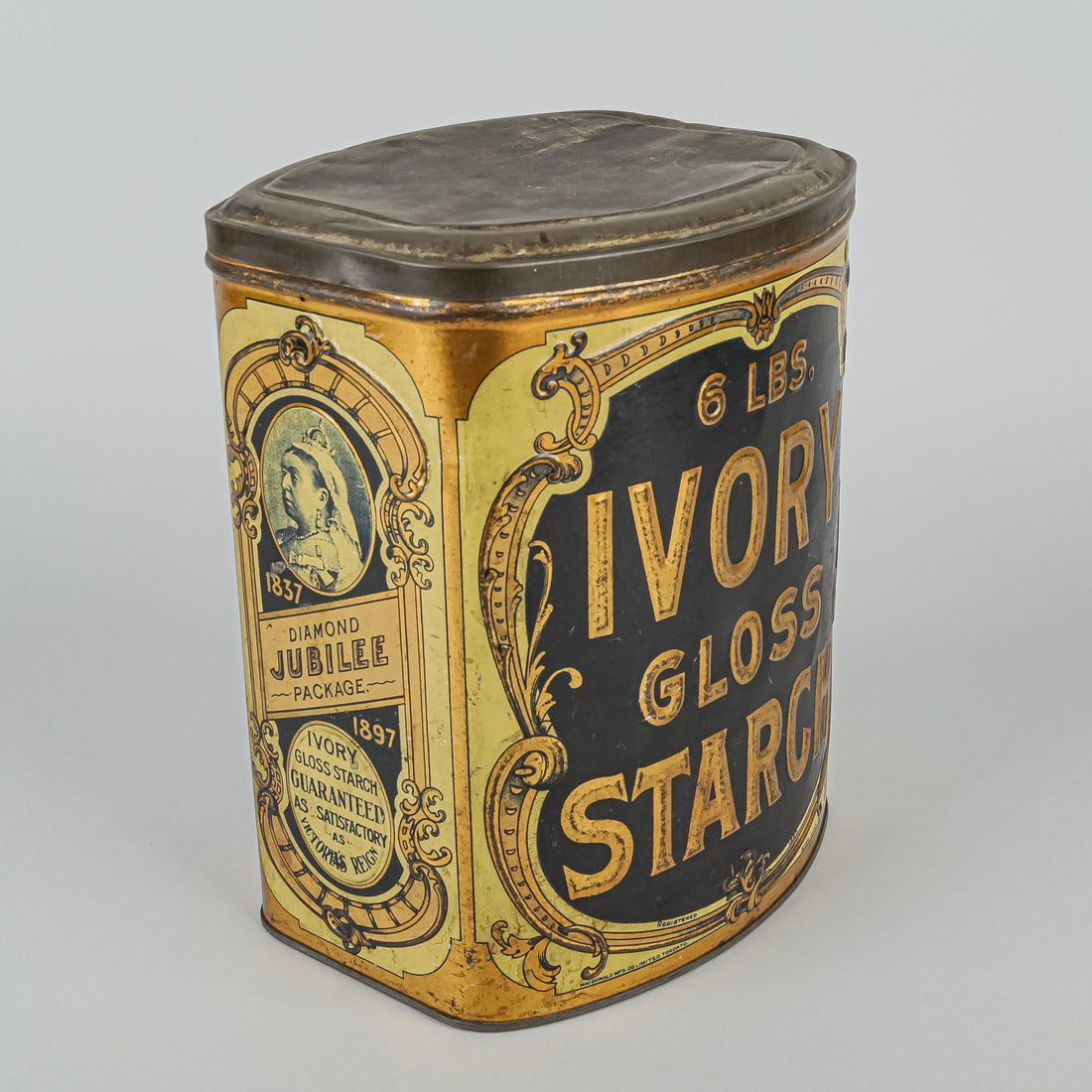 ST LAWRENCE STARCH CO  Starch Tin Commemorating Queen Victoria