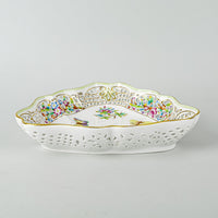 HEREND Queen Victoria Triangle Openwork Dish