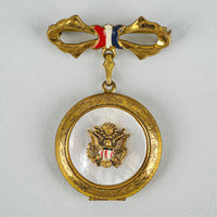 WWII Gilt Mother-Of-Pearl American Eagle Locket