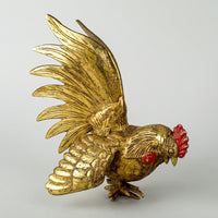 Fighting Roosters      Steel W/Brass Finish Set of 2
