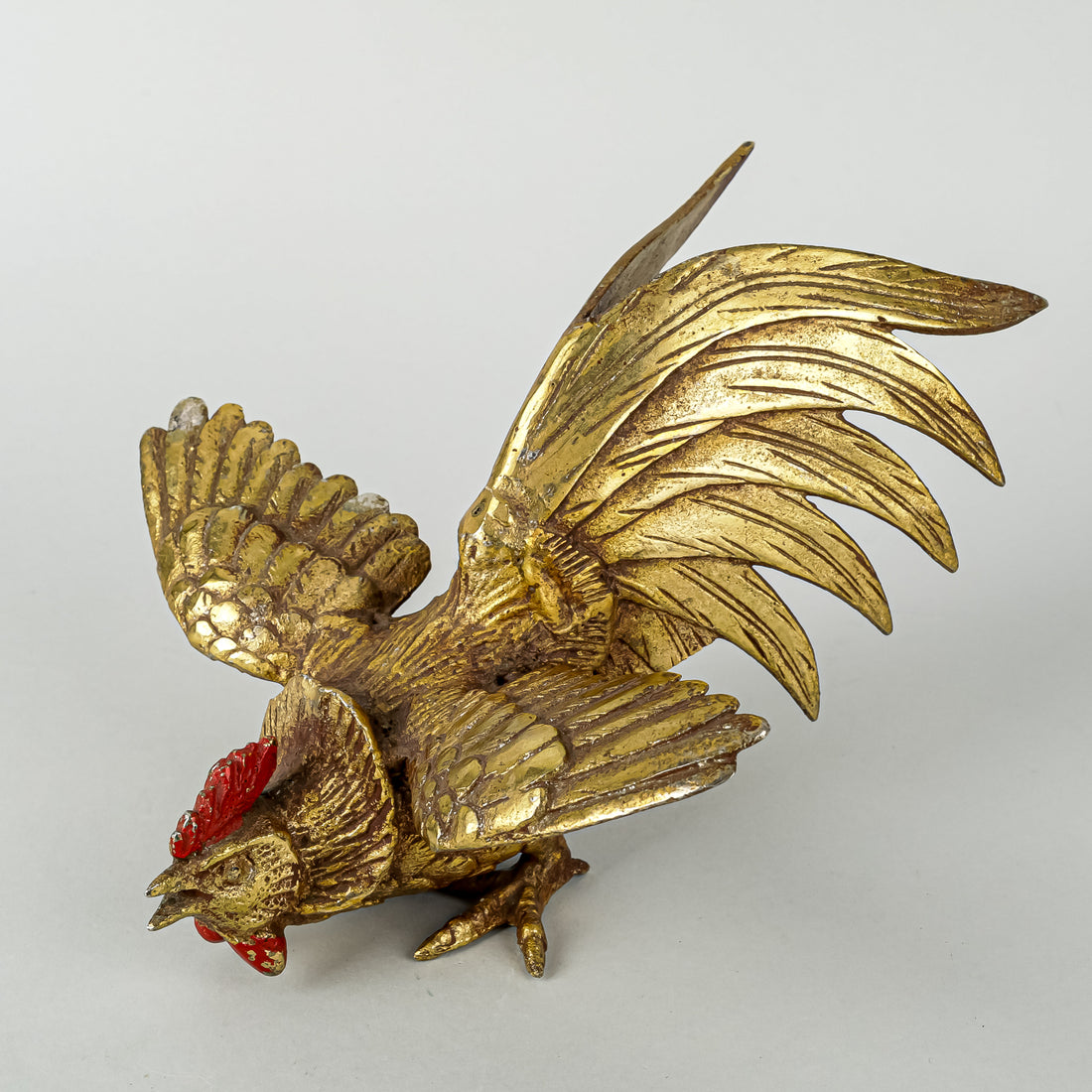 Fighting Roosters      Steel W/Brass Finish Set of 2