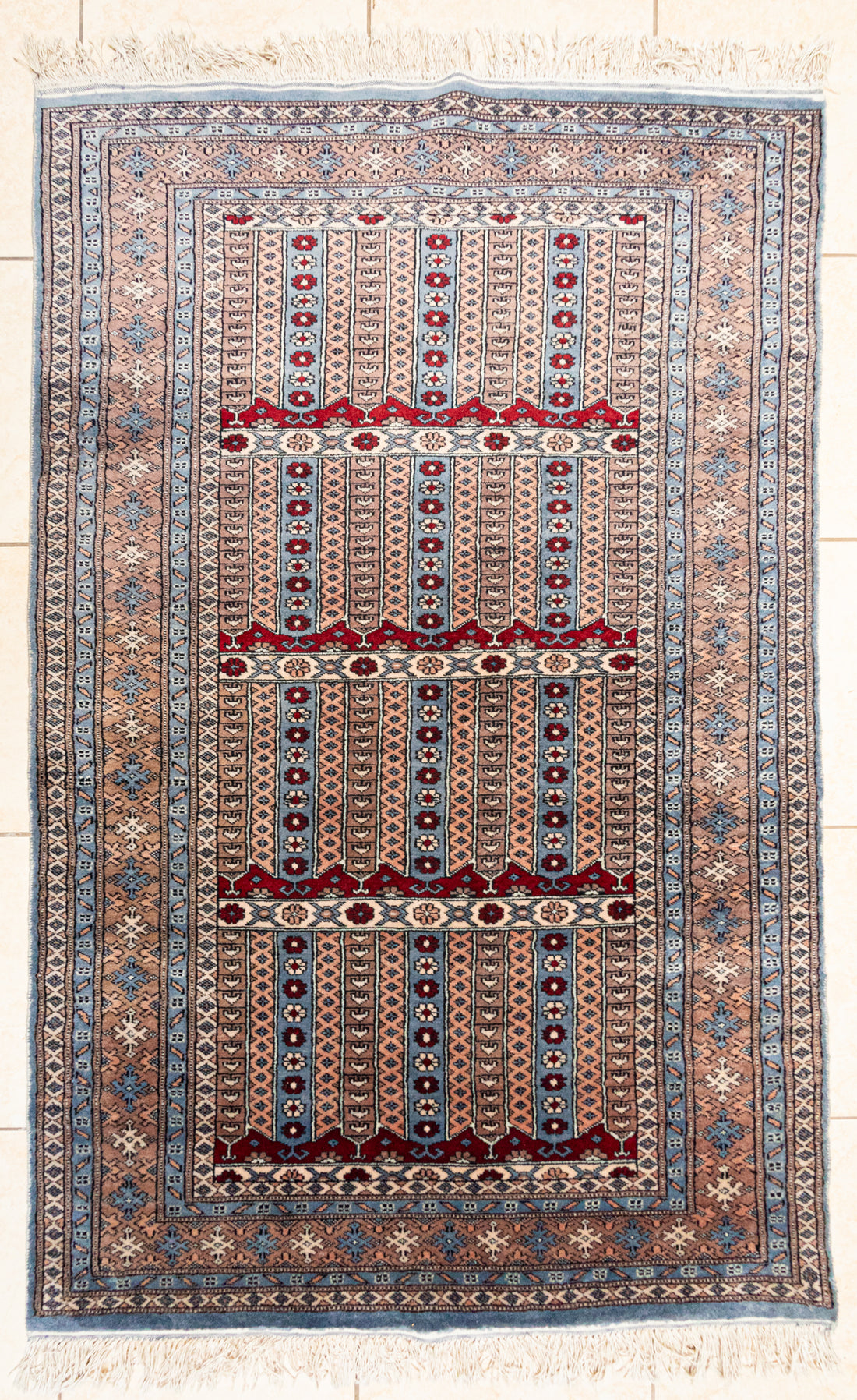 Hand Knotted Wool Bokhara Rug             77"x49"