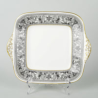 WEDGWOOD Florentine Black W4312 Cake Plate w/Handles