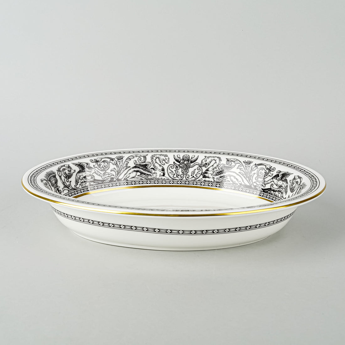WEDGWOOD Florentine Black W4312 Oval Serving Bowl