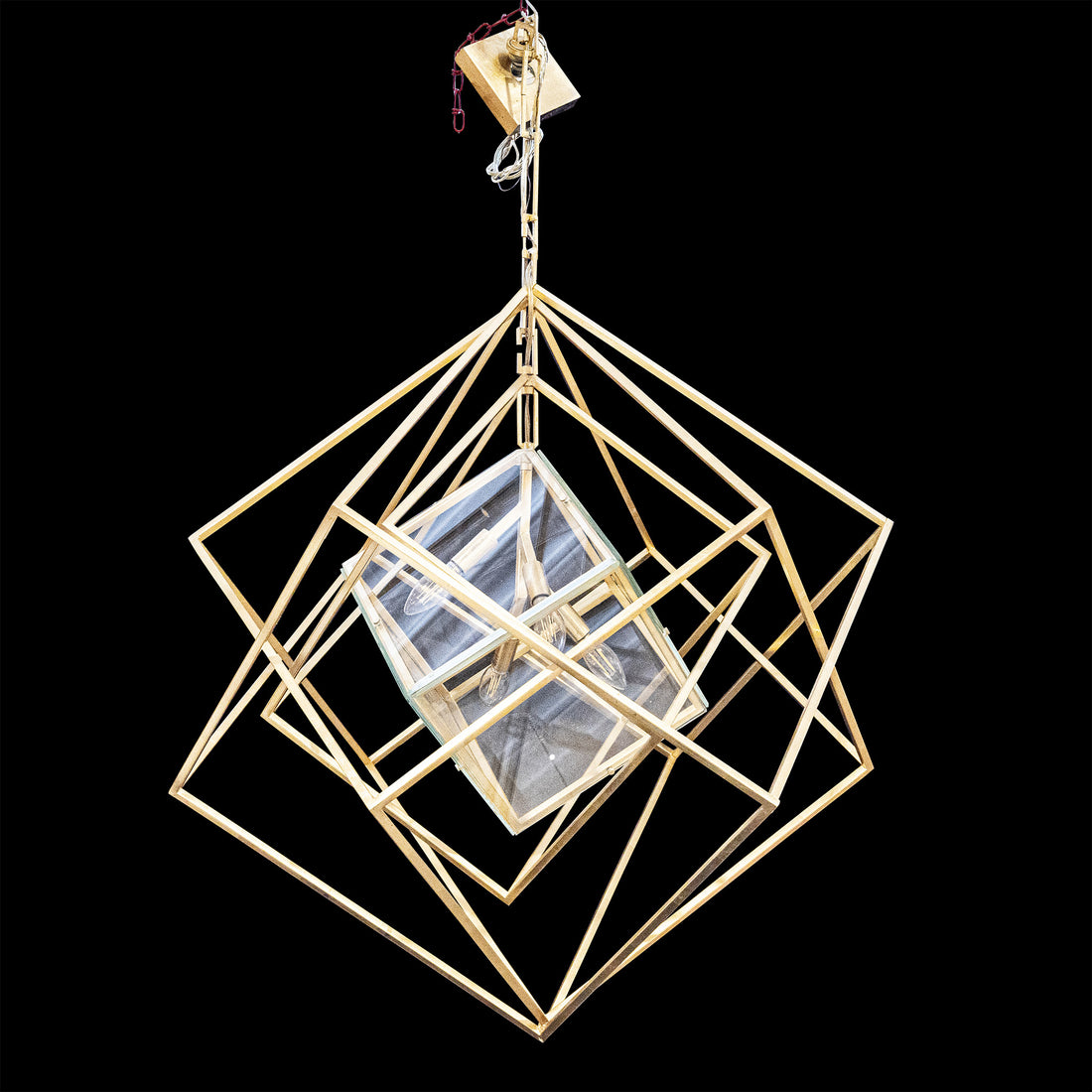 VISUAL COMFORT Kelly Wearstler 4-Light Cubist Gilt Chandelier