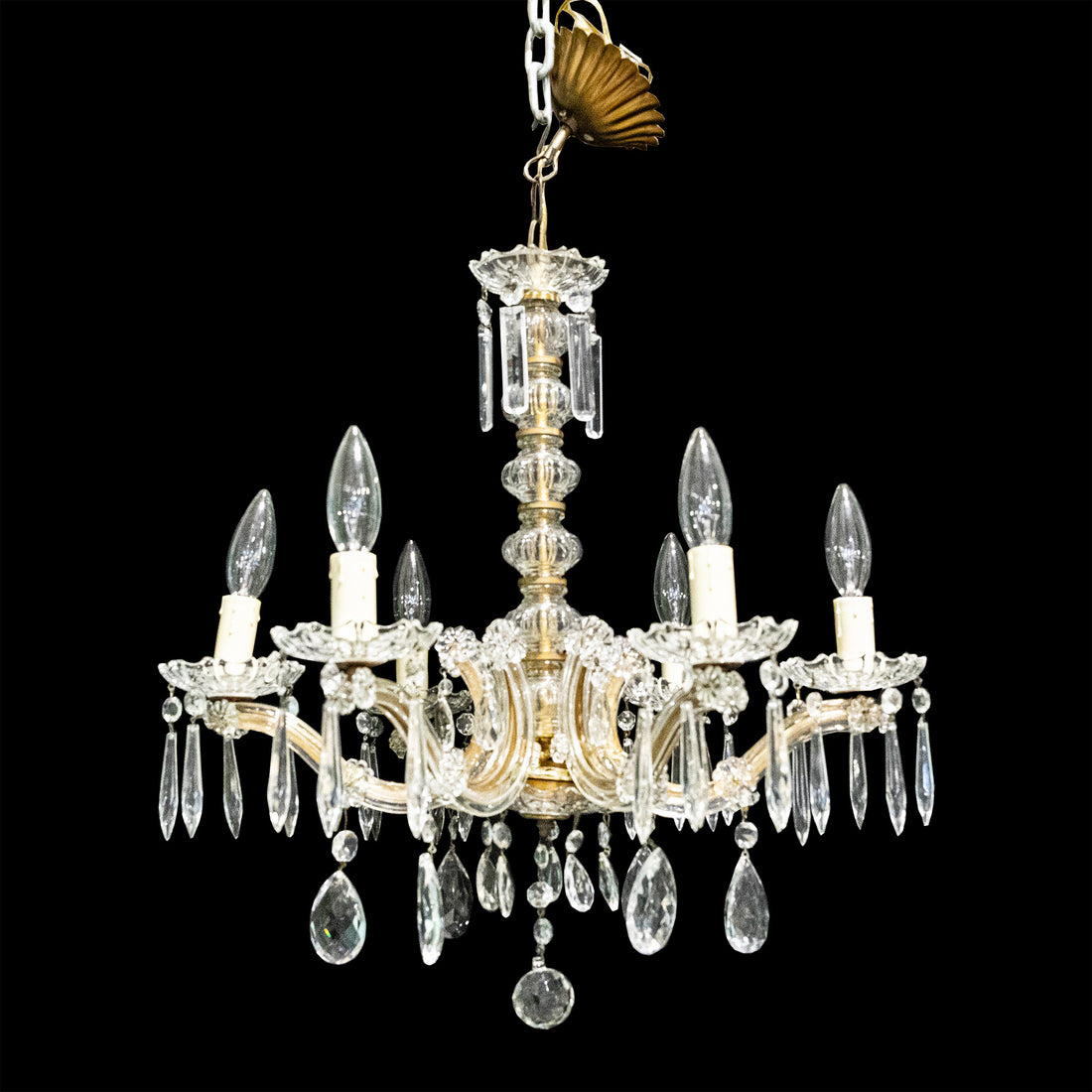 Metal And Crystal 6-Light Chandelier With Drops