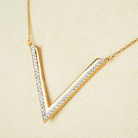 SWAROVSKI V-Shaped Earrings And Necklace Set - Rose-Tone With Clear Cubic Zirconia