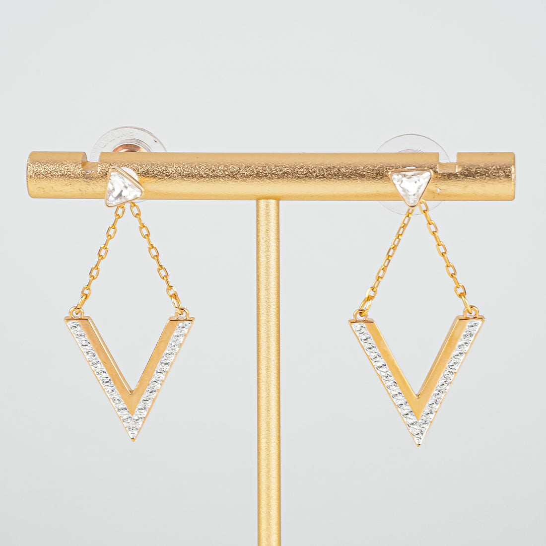 SWAROVSKI V-Shaped Earrings And Necklace Set - Rose-Tone With Clear Cubic Zirconia