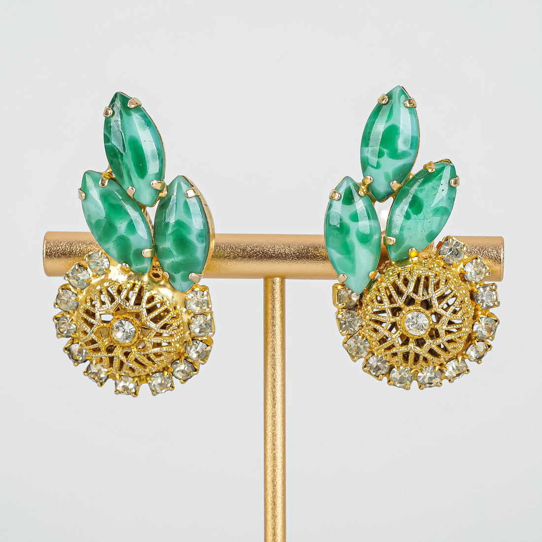 D & E Juliana Parure Set - Gold-Tone Faux Jade With Clear Cubic Zirconia