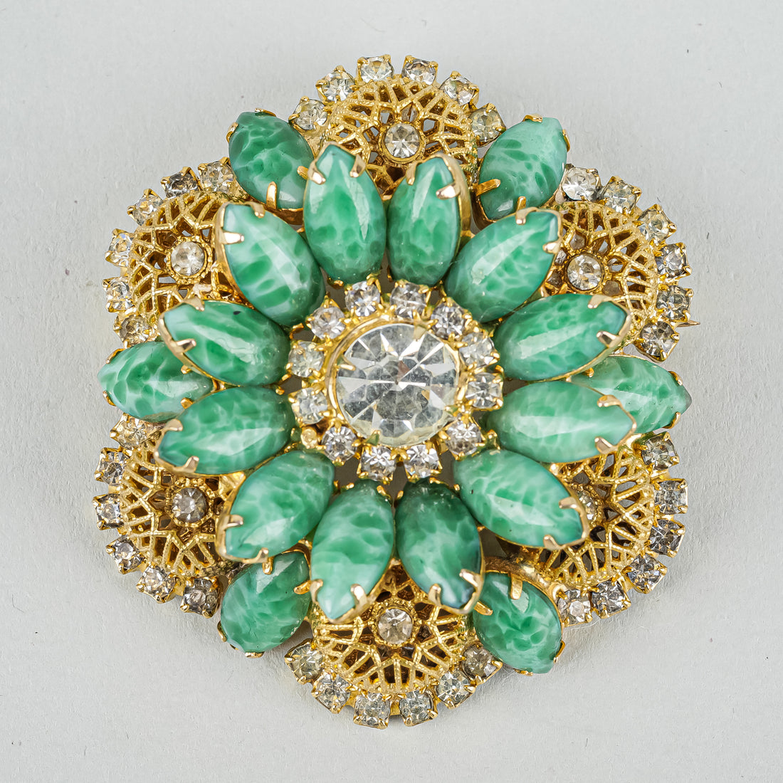 D & E Juliana Parure Set - Gold-Tone Faux Jade With Clear Cubic Zirconia