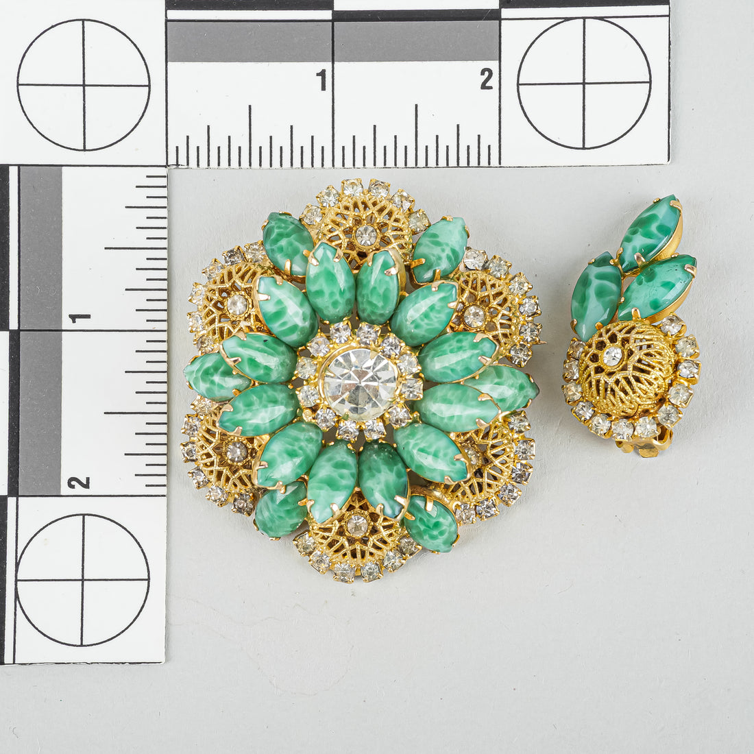 D & E Juliana Parure Set - Gold-Tone Faux Jade With Clear Cubic Zirconia
