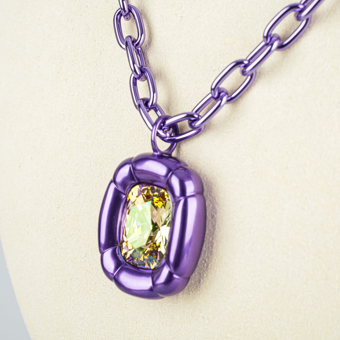 SWAROVSKI Dulcis Purple Chain With Brown Cubic Zirconia Long Necklace