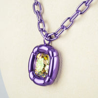 SWAROVSKI Dulcis Purple Chain With Brown Cubic Zirconia Long Necklace