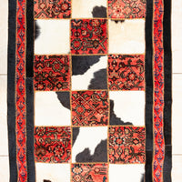 Allover Tiled Mashad & Cowhide           Rug 57"x35"