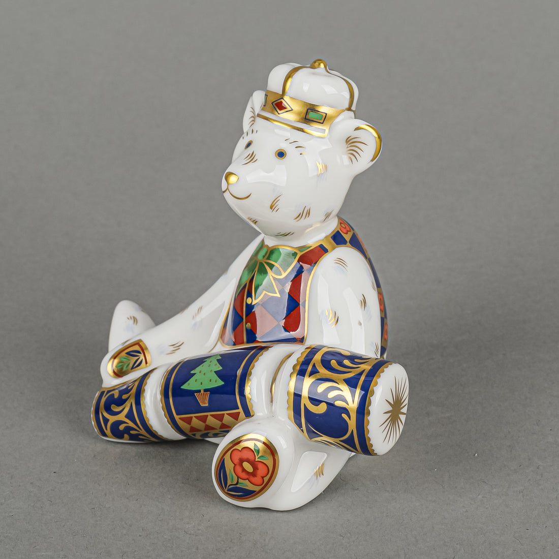 ROYAL CROWN DERBY Figurine Miniature Teddy Bear Christmas Cracker