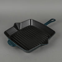 STAUB Enamel Cast Iron Grilling Skillet 26cm Blue