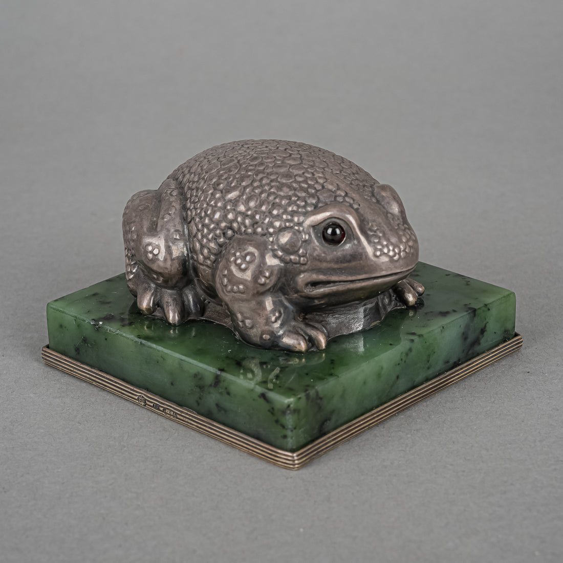 Russian 84 Silver After Faberge Toad With Garnet Eyes