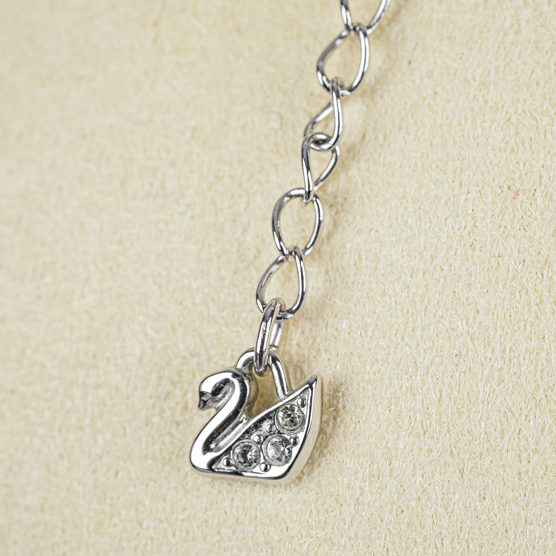 SWAROVSKI Silver Tone Square Crystal Solitaire Necklace