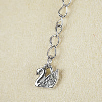 SWAROVSKI Silver Tone Square Crystal Solitaire Necklace