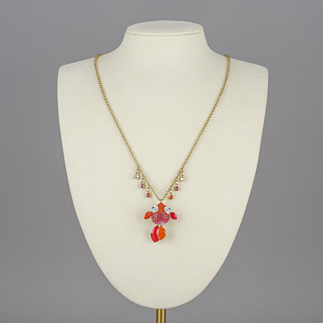 SWAROVSKI Gold Tone Articulating Enamel Fish Necklace