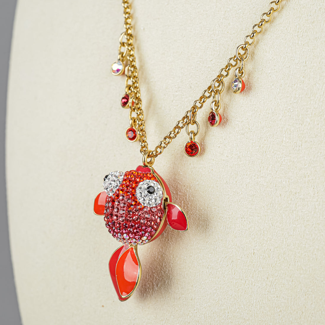 SWAROVSKI Gold Tone Articulating Enamel Fish Necklace